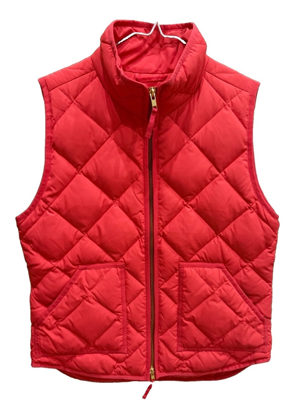 J. Crew Quilted Orange/Pink Diamond Puffer Vest Size Small
